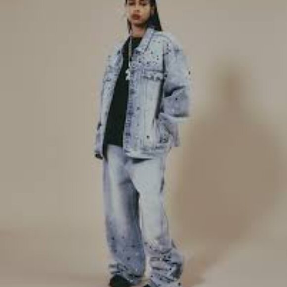 NWT - Homme Femme Unisex Pearl Denim Jacket - Picture 3 of 6